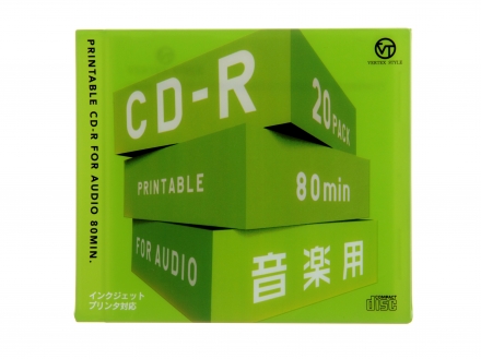 音楽用CD-R 80分 ホワイトプリンタブル 20枚パック/20CDRA.80VXCA(生産