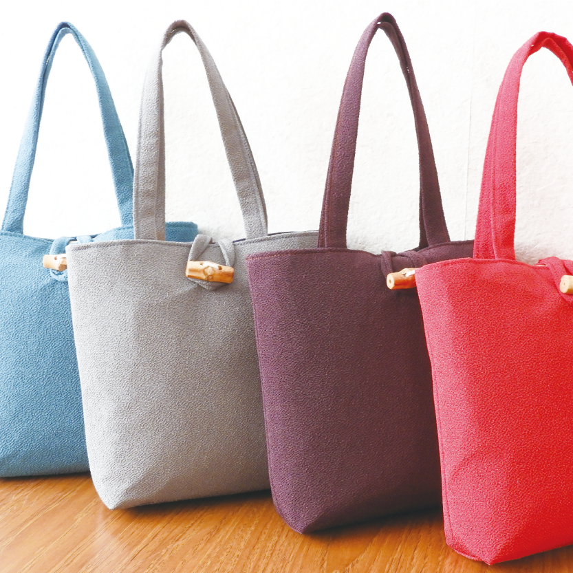 日本伝統生地ミニトートバッグ 丹後ちりめん 緑 Dentra