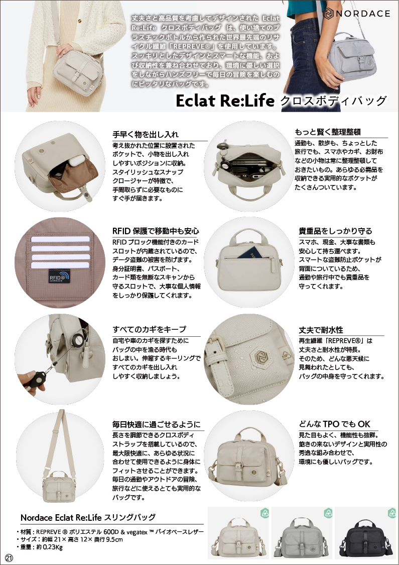 Eclat ReLife クロスボディバッグ